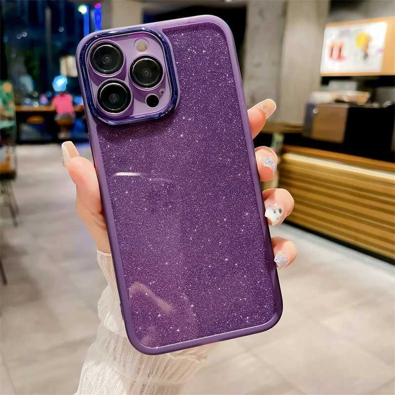 Cell Phone Bumpers Luxury Glitter Gradient Silicone Case For iPhone 15 14 13 12 11 15Pro 15ProMax X XS XR 7 8 Plus Lens Protetcor Soft Cover 14Pro Y240423