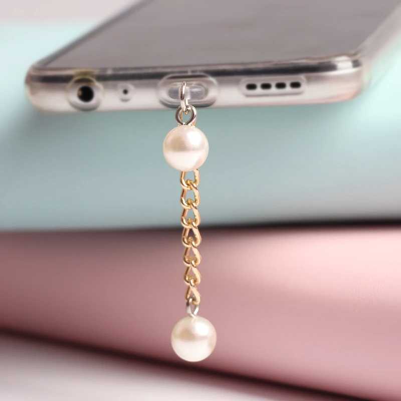 Mobiele telefoon Anti-Dust-gadgets Pearl Dust Plug Charm Kawaii Telefoon Anti Dust Cap oortelefoonaansluiting Port Plug voor iPhone USB C Dustbescherming Stopper Y240423