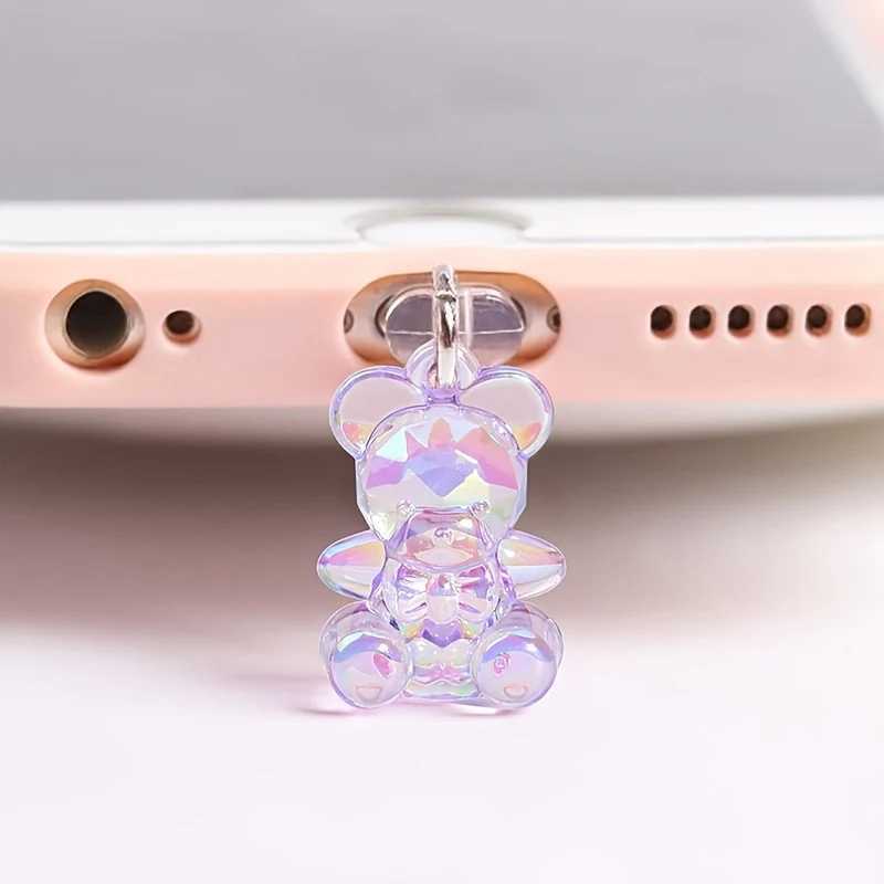 Handy Anti-Dust-Gadgets 1 Kawaii Telefon Staubstopfen charmante Acrylbären-Jackstaub Plug Telefon Staubabdeckung Ladeanschluss Y240423