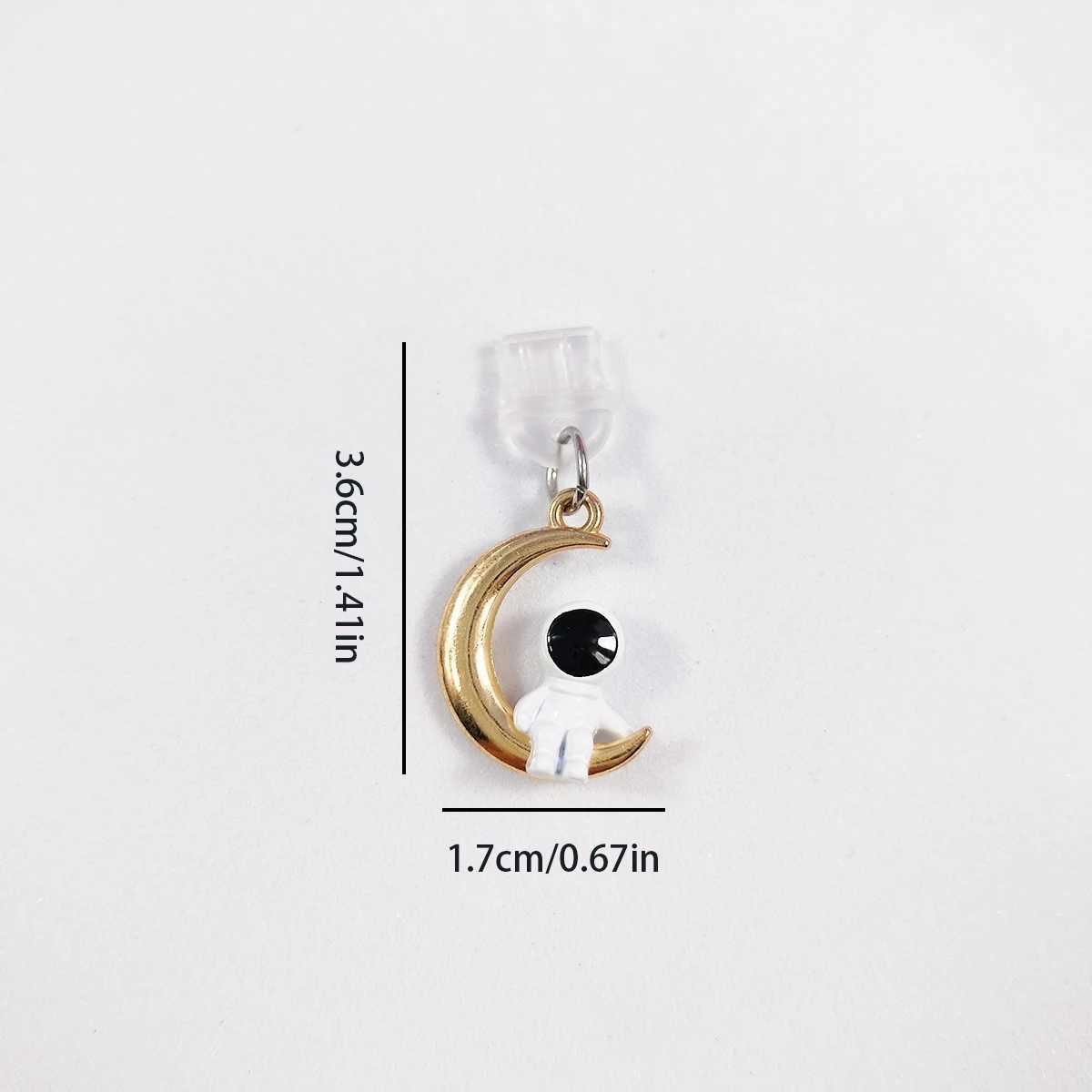 Cell Phone Anti-Dust Gadgets Mobile phone dust plug DIY three-dimensional astronaut moon pendant mobile phone universal earphone dust plug number pendant Y240423