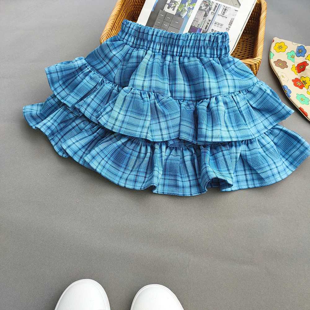 Kjolar baby flickor veckade tutu pläd kjol sommar söt flicka rufsed tårta prinsess boll klänning barn kläder h240423