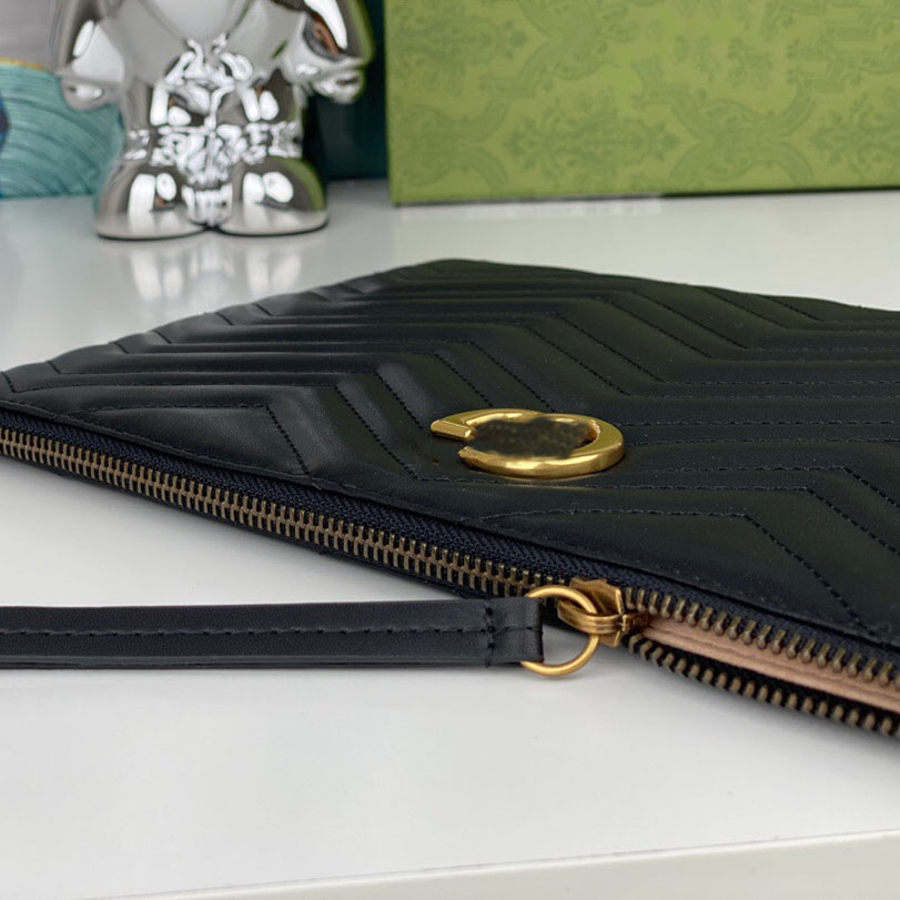 Handheld Wallet Marmont High Quality Designer Women's Card Bag Zero Wallet Summer COS Cowhide New Zipper Underarm Clip Bag Fashionable Lightweight Versatile Bags