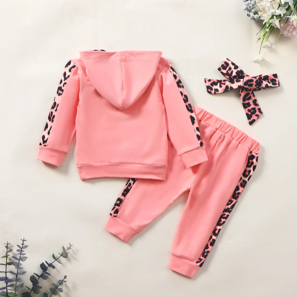 Set Ins Baby Girls Set Autumn Mini Pink Pull Sports Sports Leopard Print Print