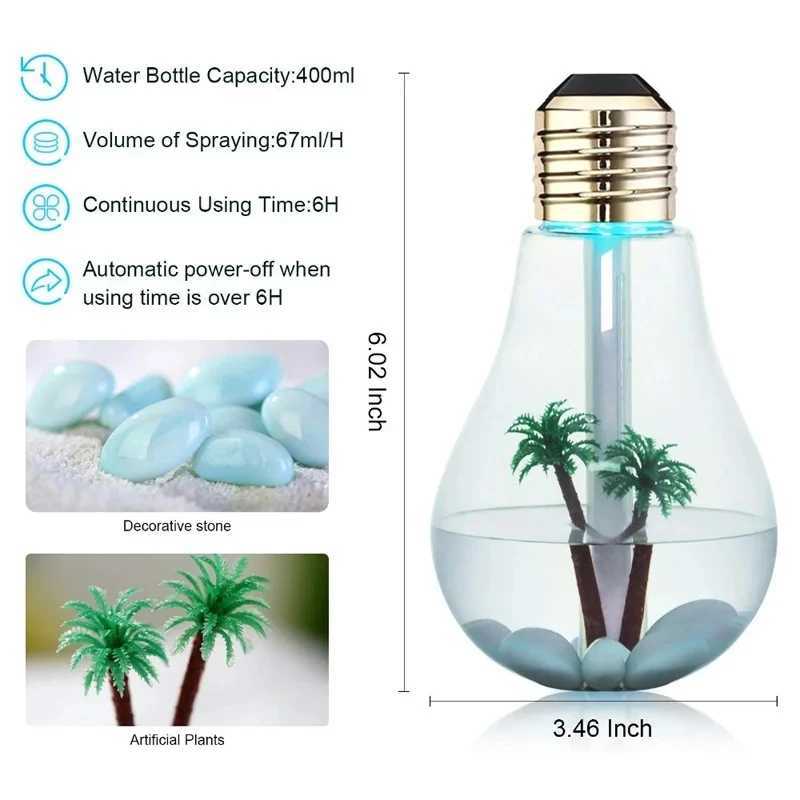 Fuktare Creative Style Night Light Micro Landscape Mr. Smoke Emission USB Silent Small Color Gulb Firidifier Y240422