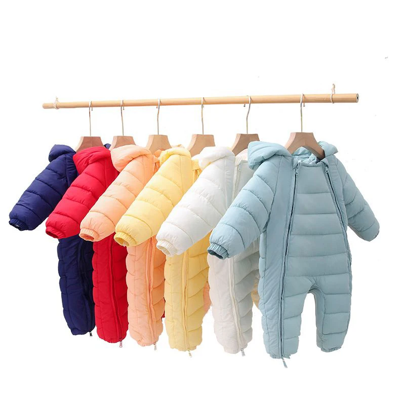 Coats Newborn Baby Winter Down Jacket Rompers Hooded Plus Velvet Warm Jumpsuit Toddler Clothes Boy Girl Snowsuit Infant Overalls Coat