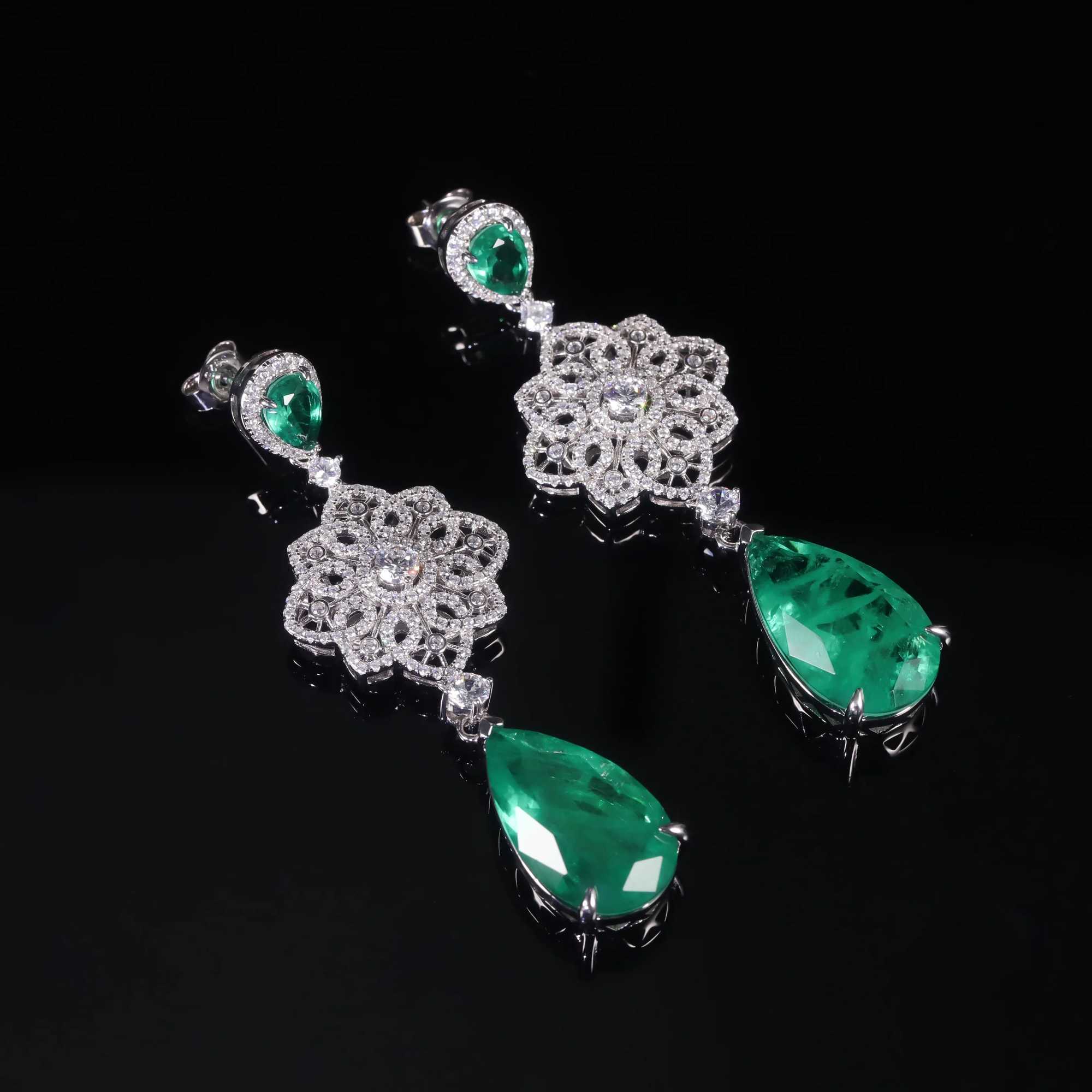Legamio gemme lampadario Gallet Luxury Vintage Imited Emerald Dangle Dleng Drop Calline Orecchini lampadari floreali in argento sterling Orecchini Dormouse D240323