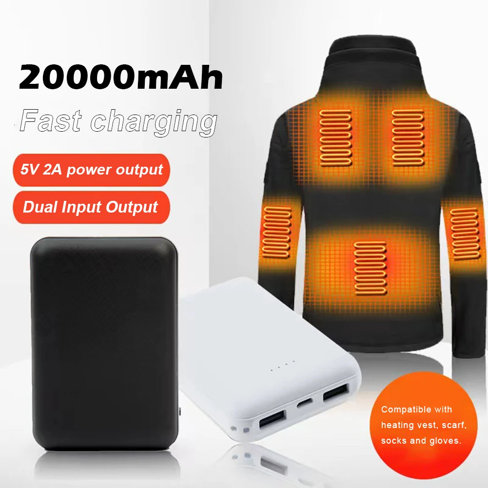 Vêtements 20000mAh Banque électrique Chargeur USB Portable Charge rapide Batterie externe Pack pour chauffage Veste de veste Chaussettes Glove Equipage