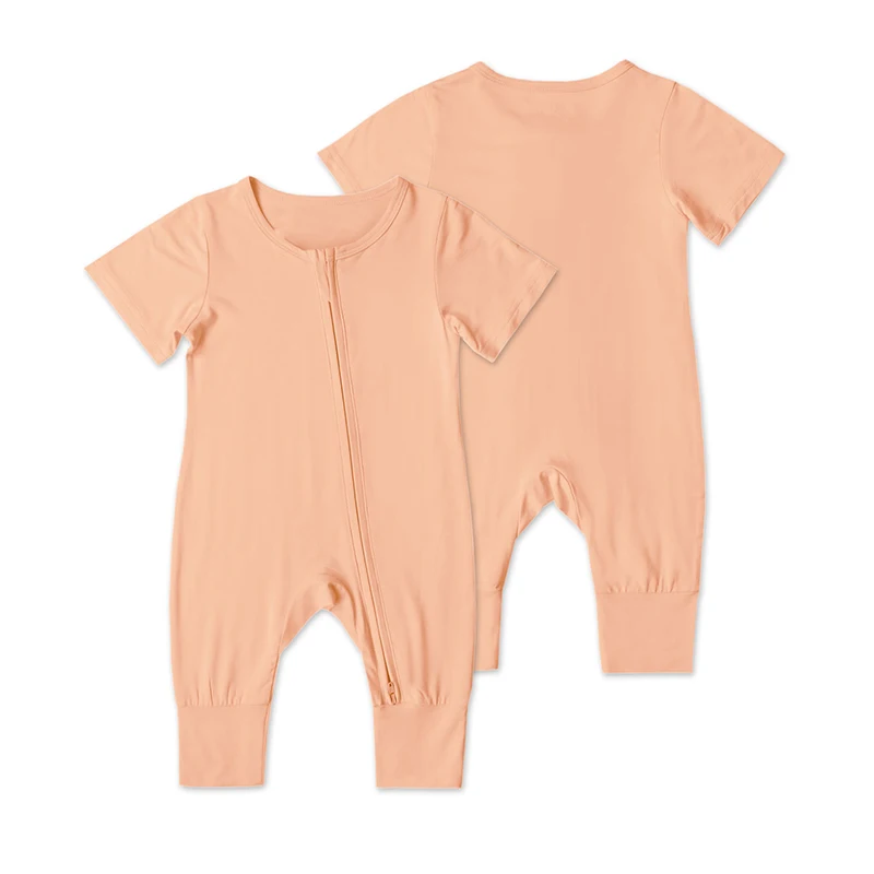 Één-stuks 018m pasgeboren baby jumpsuit bamboe vezel babyjongen meisje kleding zomer korte mouw baby zipper romper zacht nieuw geboorte onesies