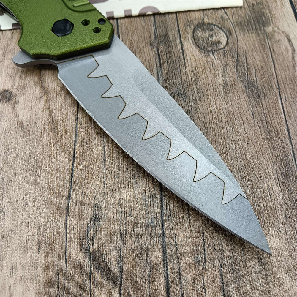 Outdoor Pocket Flipper Tactical Folding Knife 3" CPM-D2 Plain Blade, Olive Aluminum Handle Camping Hunting Knives EDC Tool