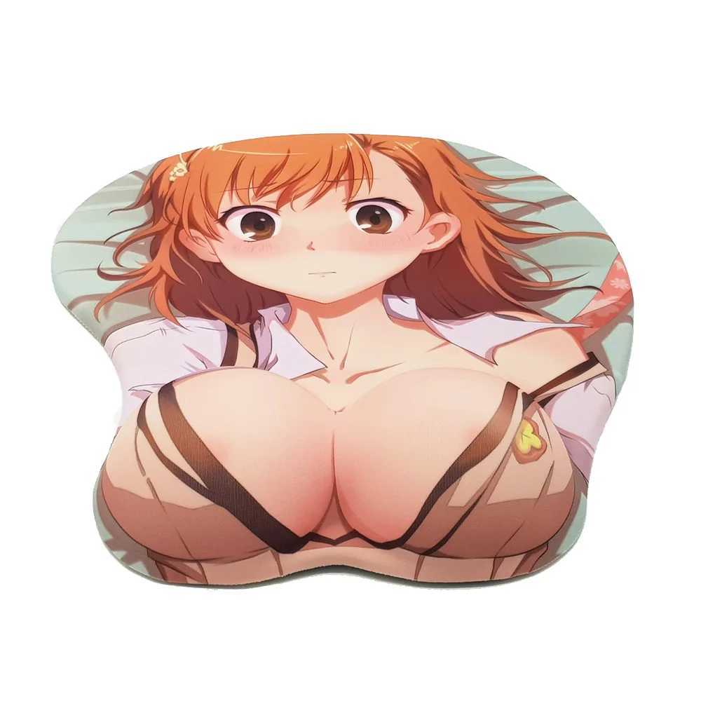 Poussions de souris Le poignet repose Misaka 3D Oppai Mouse Pad avec du poignet de gel de silicone taille 26 * 22cm Y240423