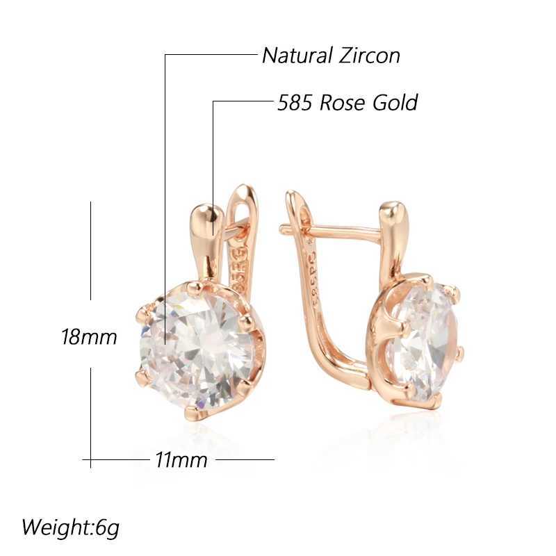 Dangle Chandelier Kinel Luxury 585 Rose Gold Color English Earrings for Women Simple Shiny Big Natural Zircon Earrings Bridal Wedding Fine Jewelry d240323