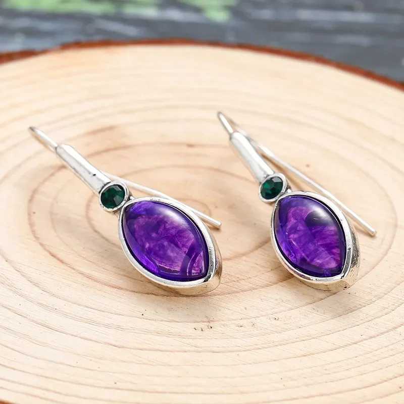 Charm Elegant Purple Crystal Womens Earrings Fashion Bride Engagement Wedding Drop Earrings Jewelry Birthday Party Anniversary Gifts Y240423