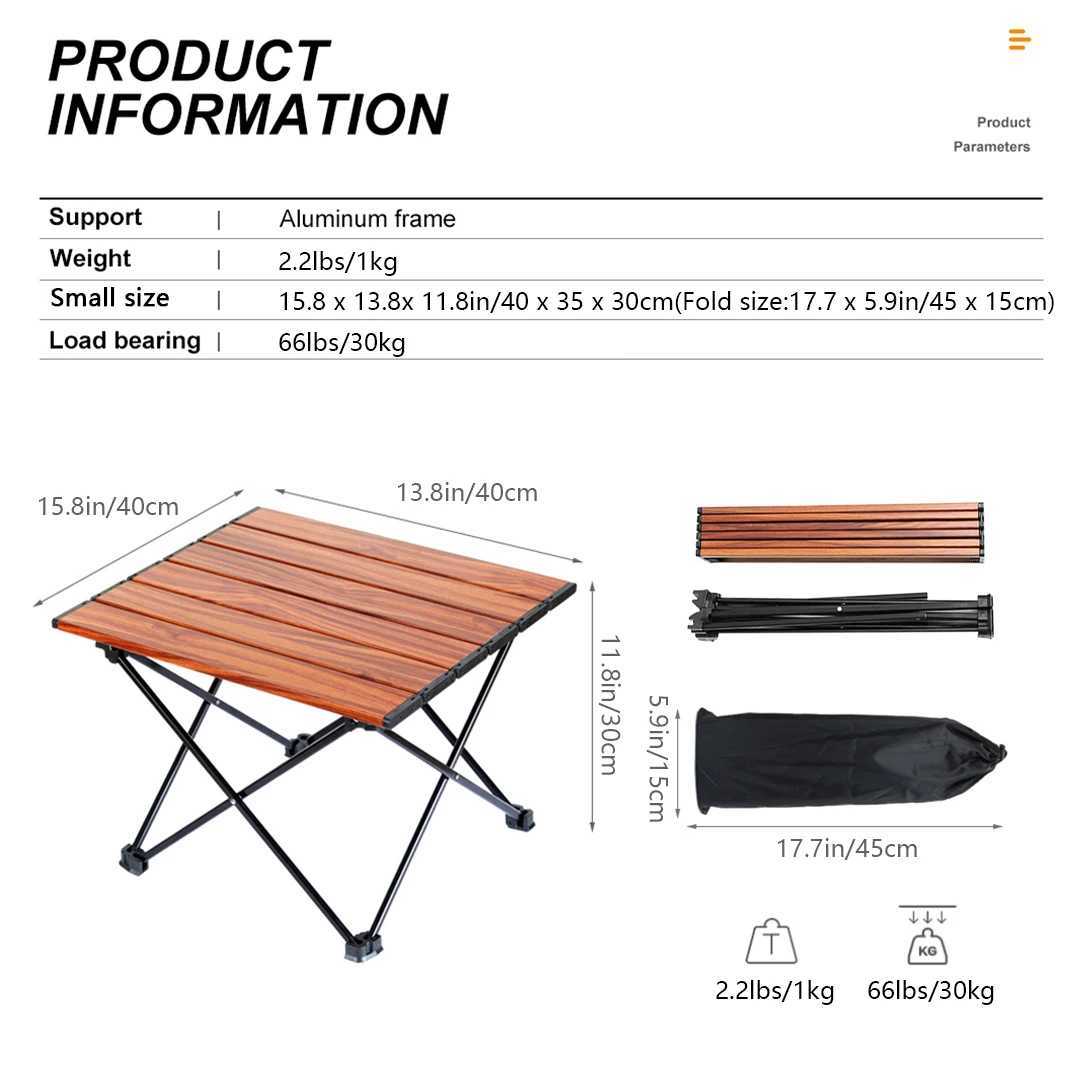 Camp Furniture Camping Tourist Portable Folding Balcony Egg Roll Ultra Light Simple Removable Lightweight Tourist Fishing Wooden Small Tables Y240423