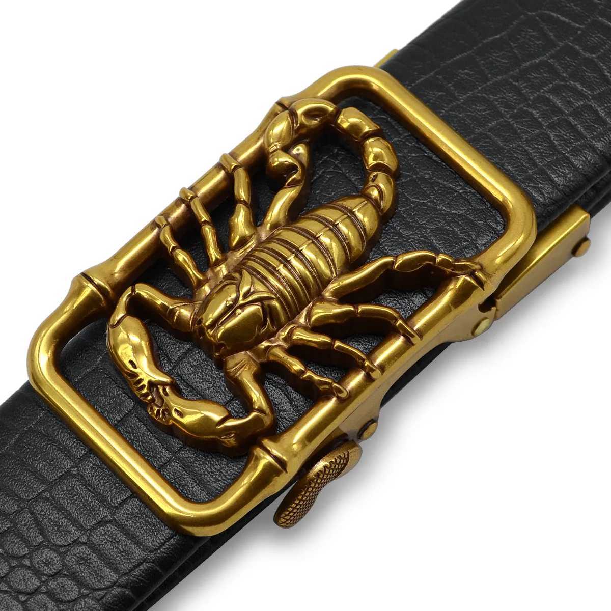 Waist Chain Belts Men Plus Large Size 130 140 150 160 170cm Scorpion 3D Buckle Belts Leather Automatic Buckle Punk Belt Designer Belt Animal 2023 Y240422