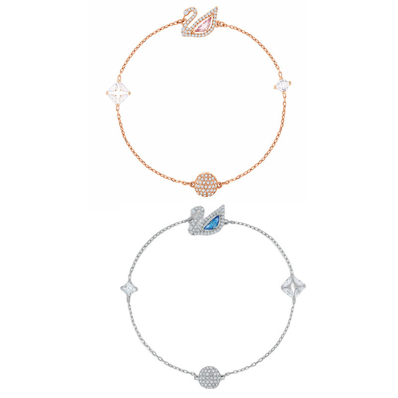 Swa style Swan Magnetic Snap for Women Bracelet animal Elements Crystal Pink Blue Diamond