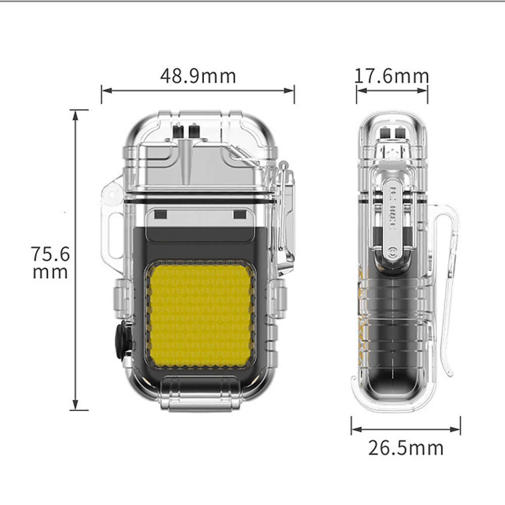 Luminous Multifunction Double Arc Pulse de arco de arco mais transparente Case transparente à prova d'água Lighters recarregáveis Tipo C Tipo-C