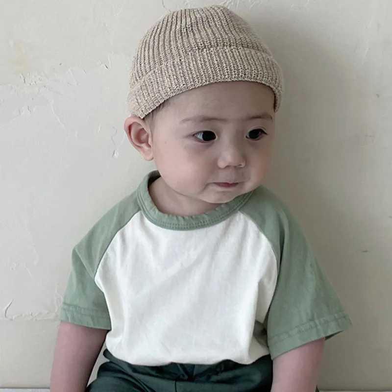 Tシャツ2023夏の新しい赤ちゃん半袖Tシャツコットンキッズカジュアルシャツファッション幼児ソリッドボトムトップ
