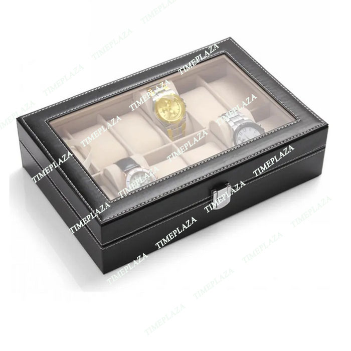 Faux lederen horloges Case 12 roosters sieradenring met opbergdoos Organisator grote capaciteit Watch box Hoge kwaliteit