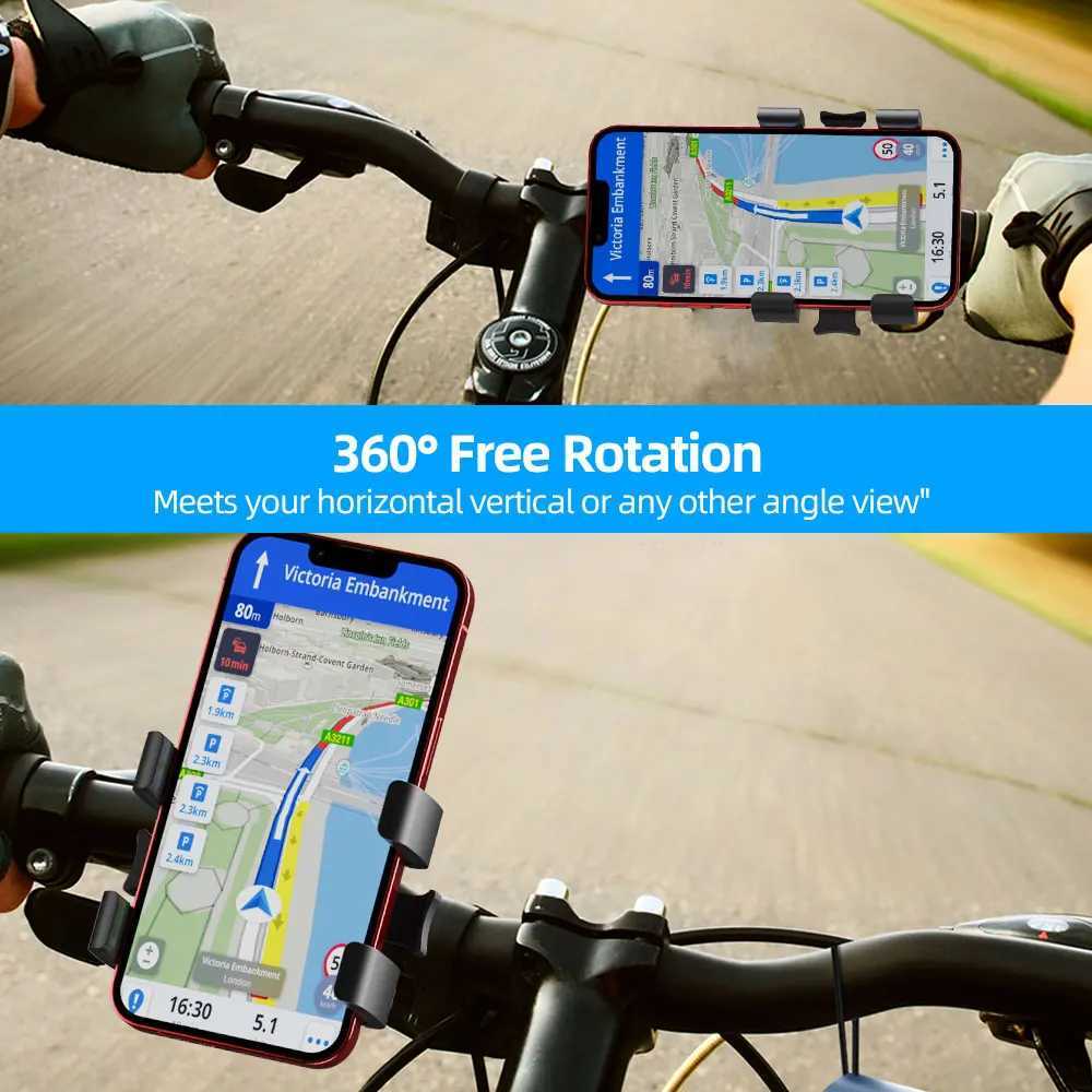 Cell Phone Mounts Holders Moto Bike Phone Mount - 360 Rotating Cell Phone Holder for Bicycle Handlebar for iPhone 12 11 X 8 8S Pro Max Plus Android Y240423