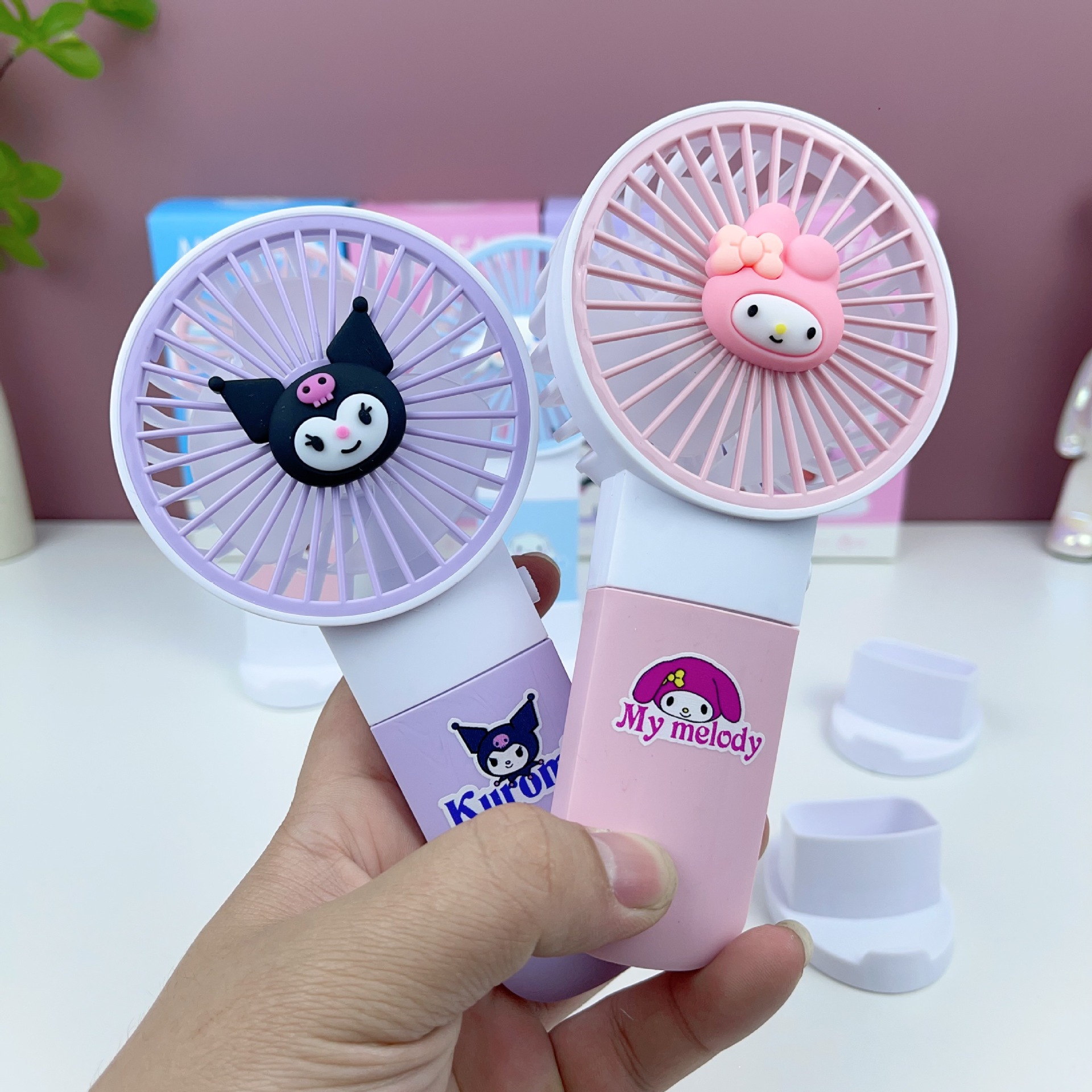 2024 New Cute Cartoon Portable Table Top Handheld Electric Fan Portable Mini Fan Factory Wholesale Stock