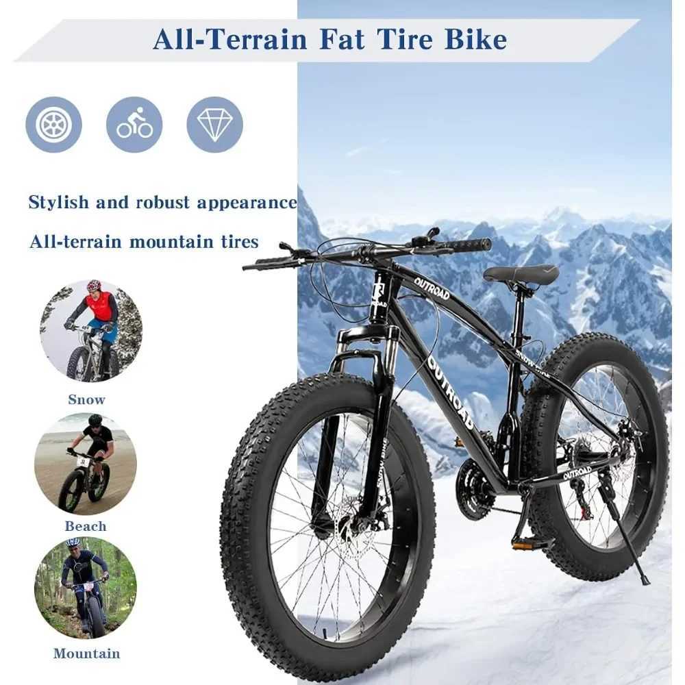 Fietsen mountainbike met 26 inch vetbanden 21 versnellingen dubbele voorste ophanging dubbele schijfremmen en hoog koolstofstalen frame anti slip fiets Y240423