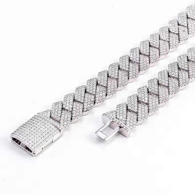 Miami lodowane z kubańskiego łańcucha łańcucha naszyjnika dla mężczyzn 3 rzędu bling cz cz diament o szerokości 20 mm łańcuchy naszyjniki z korka choker hip hop grube 18 -krotnie złota biżuteria prezent