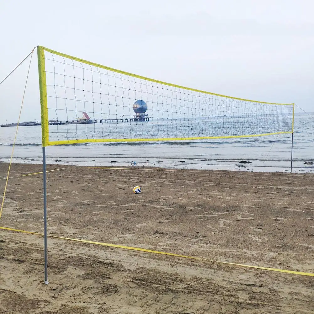 Volleyball Outdoor Portable Volleyball Net pliant Réglable Badminton Badminton Réglable Net avec poteau debout pour Beach Grass Park Outdoor