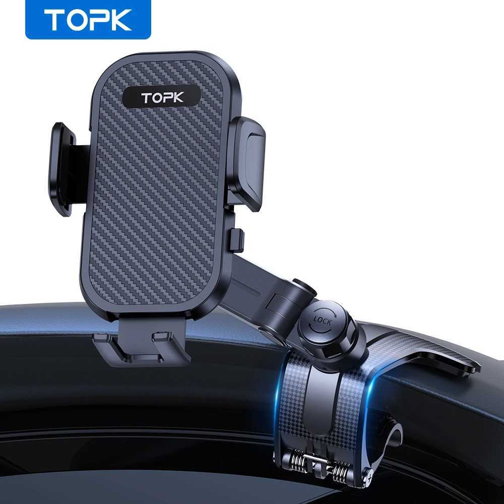 Cell Phone Mounts Holders TOPK Car Phone Holder Stand Universal Dashboard Car Clip Mount GPS Bracket Car Mobile Phone Support in Car For iPhone Samsun Y240423