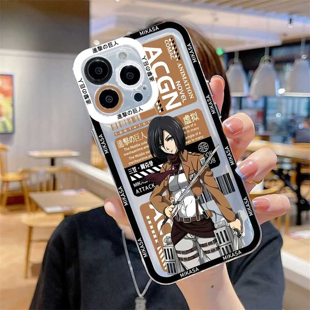 Mobiltelefonstötfångare Anime Allen Attack på Titan Phone Case för iPhone 15 14 13 12 11 Mini Pro Max X XR XSMAX 6S 6 7 8 Plus SE20 Transparent Cover Y240423