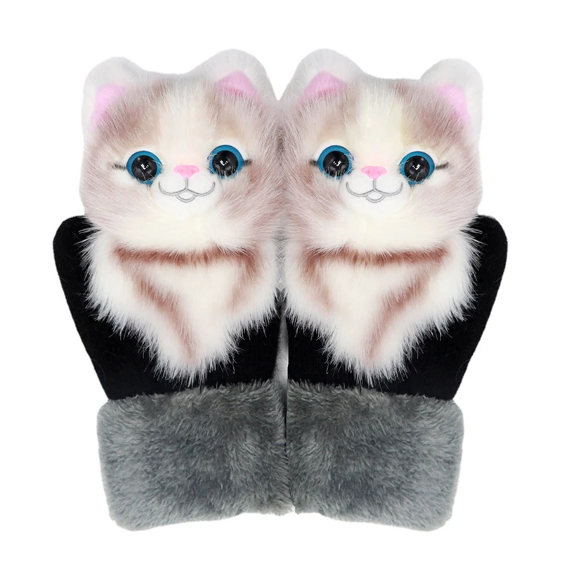 Аксессуары прекрасные животные детские рукавицы зима толстые плюс бархатные теплые перчатки для родительских рулеток