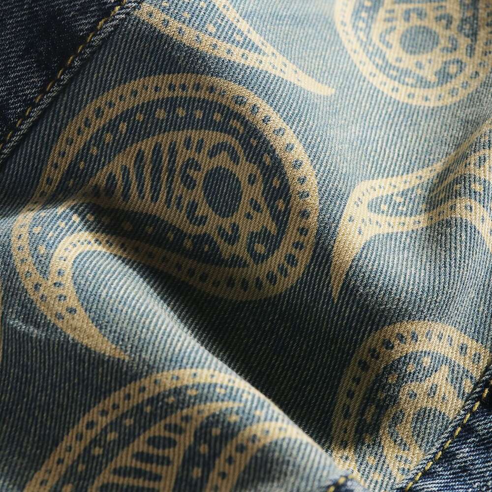 Пружинные джинсы Fushen Jeans Instagram вымыли и сплачивали свободные повседневные брюки большого размера Прямой модный этикетка 204333