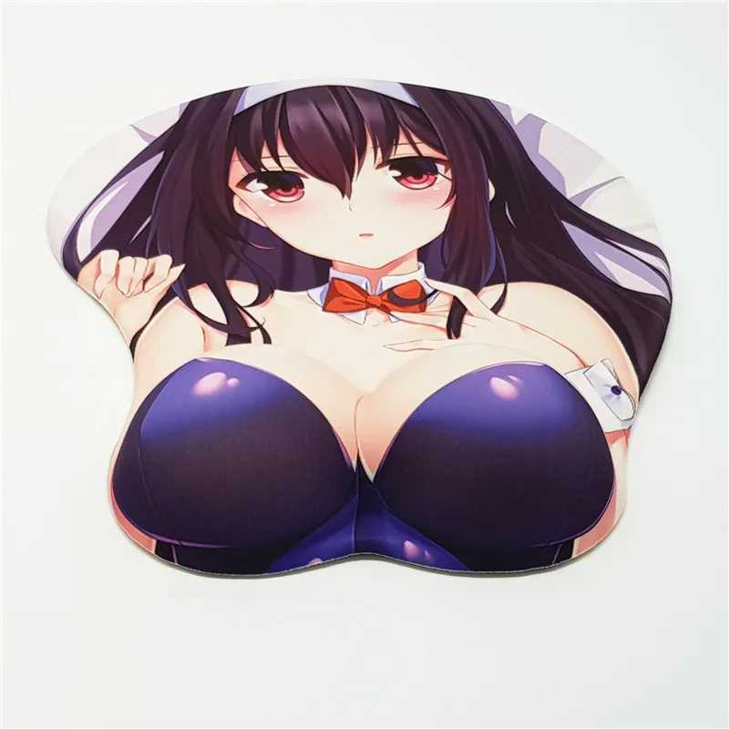 Mouse Pads Bilek Rests Kasumigaoka Utaha Anime 3D Göğüsler Silikon Jel Bilek Dinlenme Boyutu ile Fare Pad 26*22cm 2way Y240423