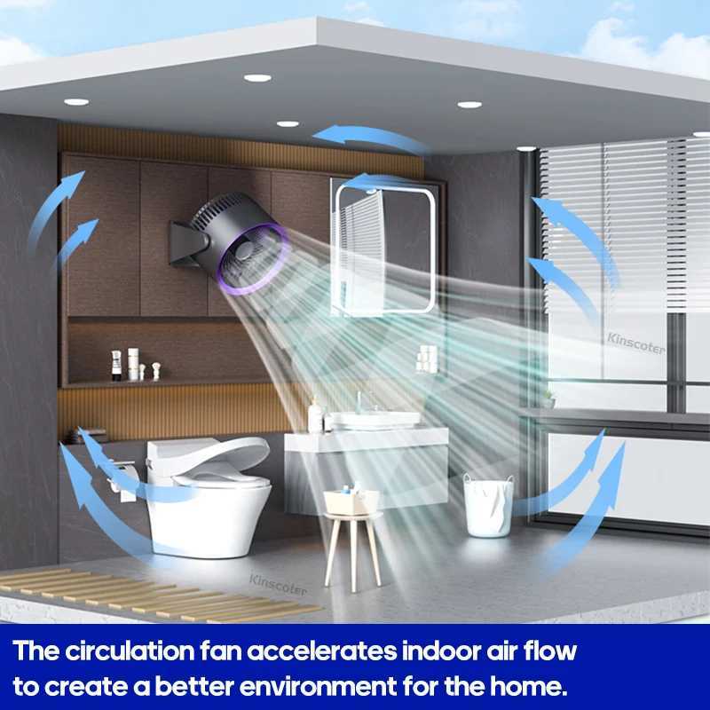 Outros aparelhos Kinscoter Multifuncional Ventilador elétrico Circulador sem fio Casa portátil Ventilação Quietas Ventilação da área de trabalho do ventilador montado na parede Cooler J240423