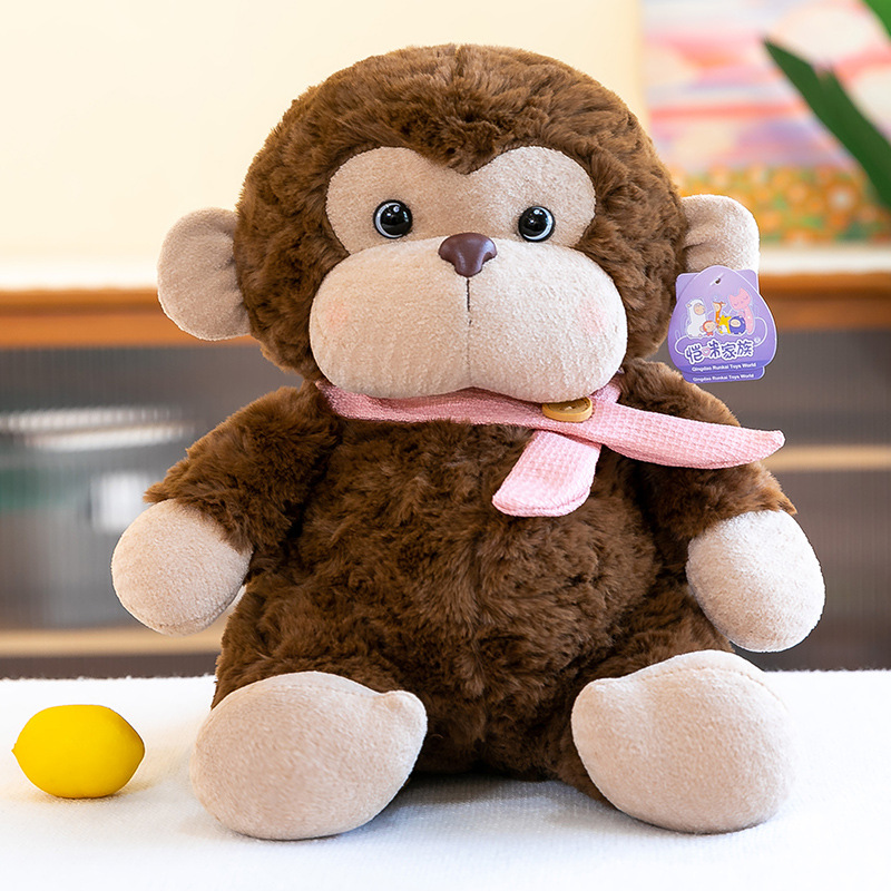 Övergångsgränsen Little Monkey Doll Cute Building Block Monkey Plush Toy Slitte Gorilla Doll Grab Machine Partiage
