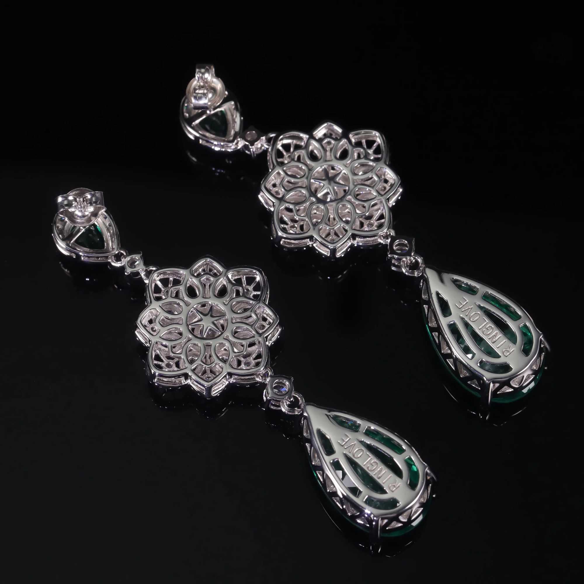 Legamio gemme lampadario Gallet Luxury Vintage Imited Emerald Dangle Dleng Drop Calline Orecchini lampadari floreali in argento sterling Orecchini Dormouse D240323