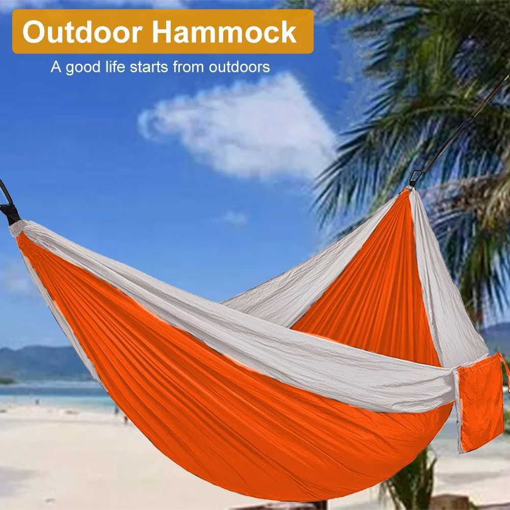 Camp Furniture High Strength Fabric Parachute Hammock Portable Outdoor Camping Swing Bed with Nylon Material Single eller Double Paraply Fabric Cam Y240423