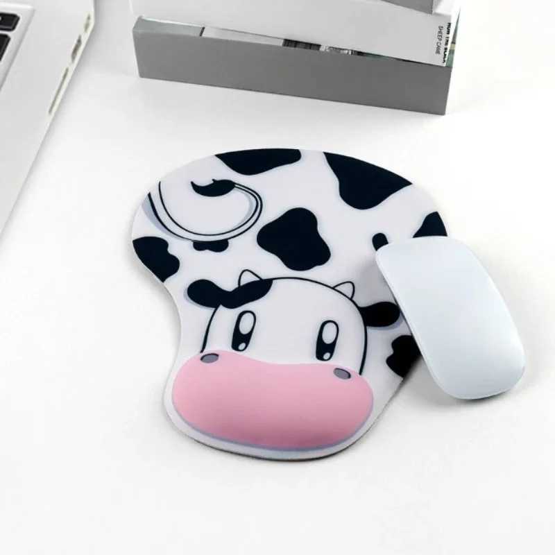 Mouse Pads Wrist Rests Cartoon Cow Mouse Pad with Wrist Rest for Computer Laptop Notebook Small Size Pad Keyboard Deskpad Home Office Desk Accessories Y240423