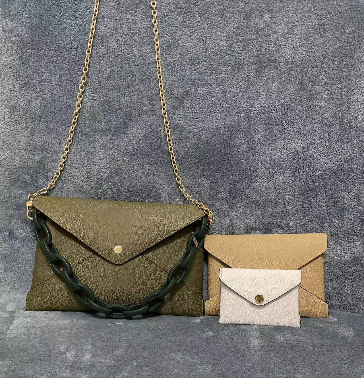 Tygväska axelpåsar handväska designer väskor plånbok sommar mode 3 st.