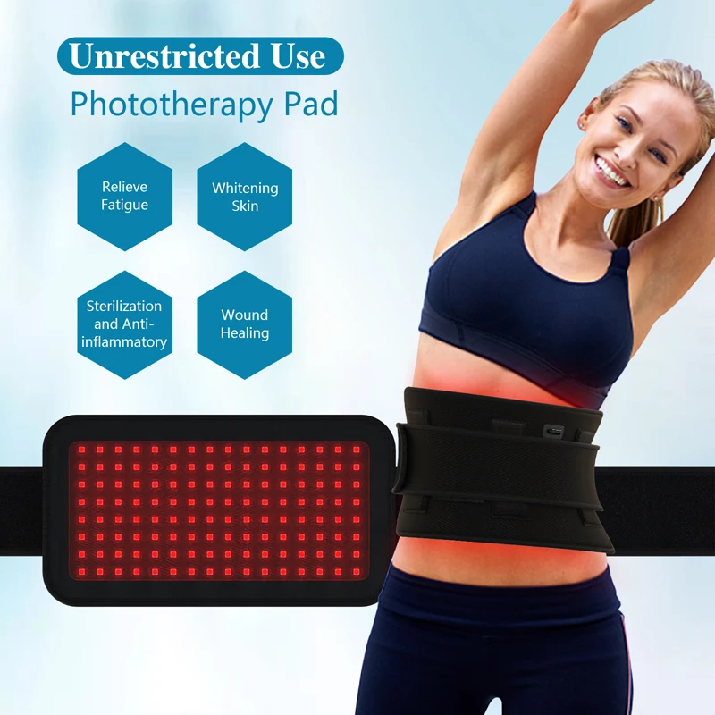 Pads KTS 384 Diodes Red Light Therapy Belt for Pain Relief Heat Pad 660 830 880nm Wearable Wrap for Muscle Back Knee Shoulder Pain