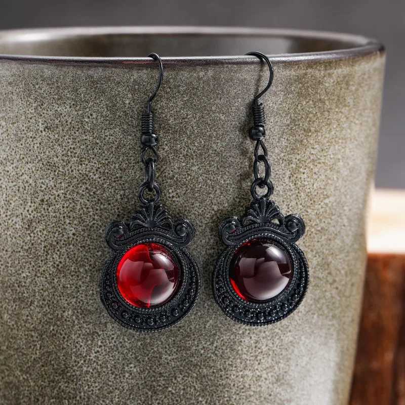 Charme Vintage Gothic Vampire Witch Boucles d'oreilles en rose noire pour femmes filles 2023 Creative Halloween Party Jielry Personnalise Accessoires Y240423