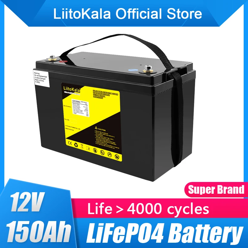 バッテリーliitokala lifepo4 12.8v 12v 150Ahリチウムバッテリー100A BMS 1200Wボートソーラーエネルギー貯蔵ゴルフカートRVインバーター14.6V20A