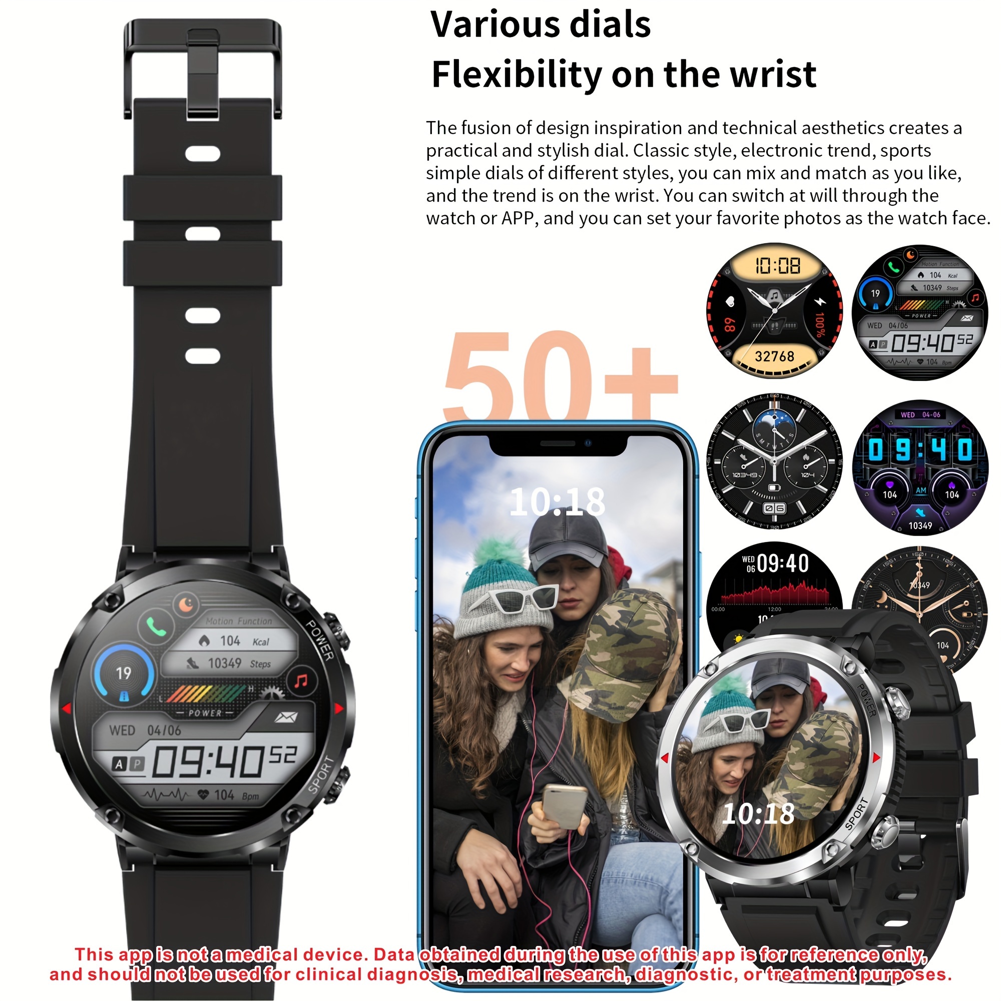 Men's Outdoor Sports Smartwatch Answering/making Calls, Suitable For IPhone And Android Phones, 1.6-inch Full Touch Screen, 600mAh Battery, Fitness Tracker