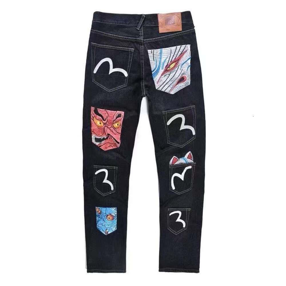 Moling Fushen Jeans Small M hommes et femmes chanceux chat Multi Pocket Broidered Loose Straight Tube Long Taille Pantalon Trendy Brand 683022