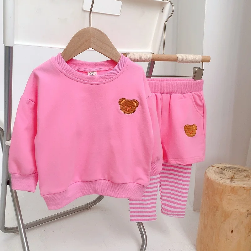 Zestawy wiosna i jesień Nowy garnitur dla dzieci Dziewczyny Baby Casual Cartoon Print Pullover Boys Longsleeved Bluza Spodni 