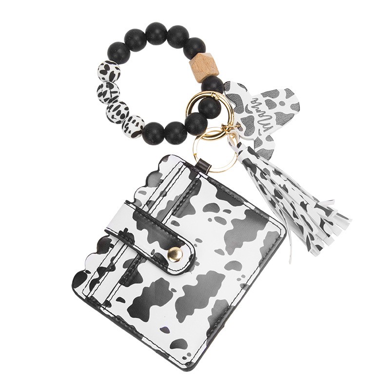 2024 NOUVEAU LEOPARD IMPRIME SILICONE BRACE BRACET SAG BRACELET COW PRINT CUIR COWE COWE CHIP CLIE CLÉ SET