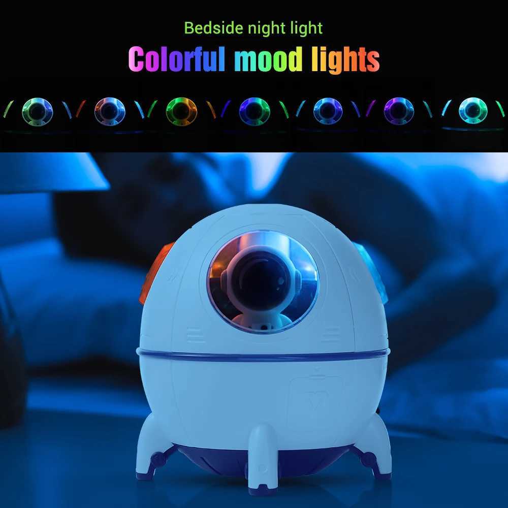 Humidifiers 220ML Space Capsule Air Humidifier USB Ultrasonic Cold Mist Aromatherapy Water Diffuser with LED Lamp Astronomical Humidifier Y240422