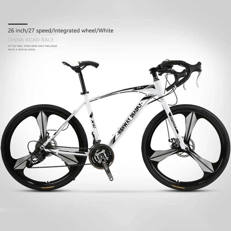 Fietsen Mountiaanse fiets 26 inch Road Bicycle High Carbon Steel Frame 27 Speed Integrated Wheel Disc Brake Racing Mountain Bicycle Y240423