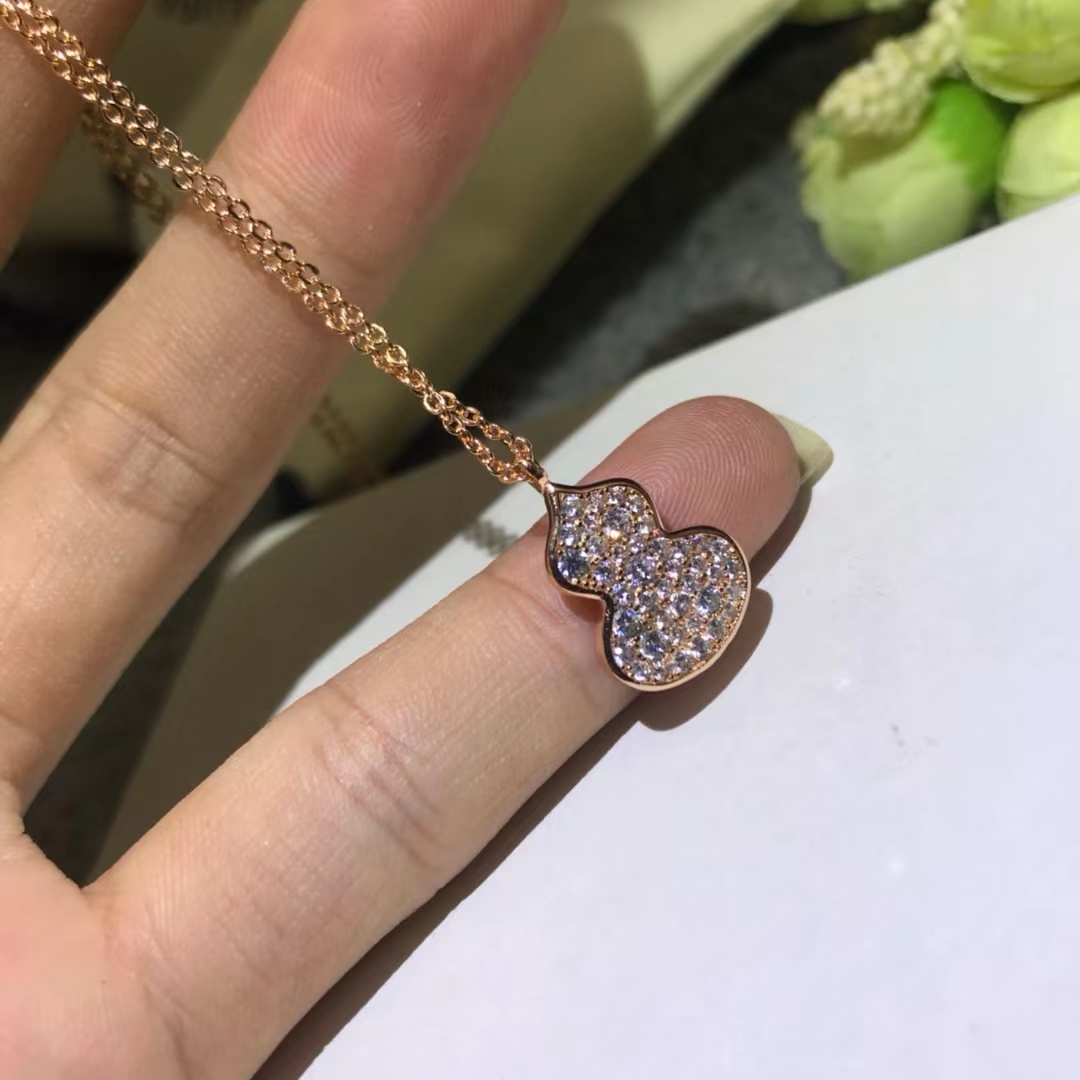 Luxe Qeelin -ontwerper Pendant ketting kirin kalebas volledige diamant ketting dames hoge editie 18k volledige diamant kalebas ketting licht luxe veelzijdige kraagketen