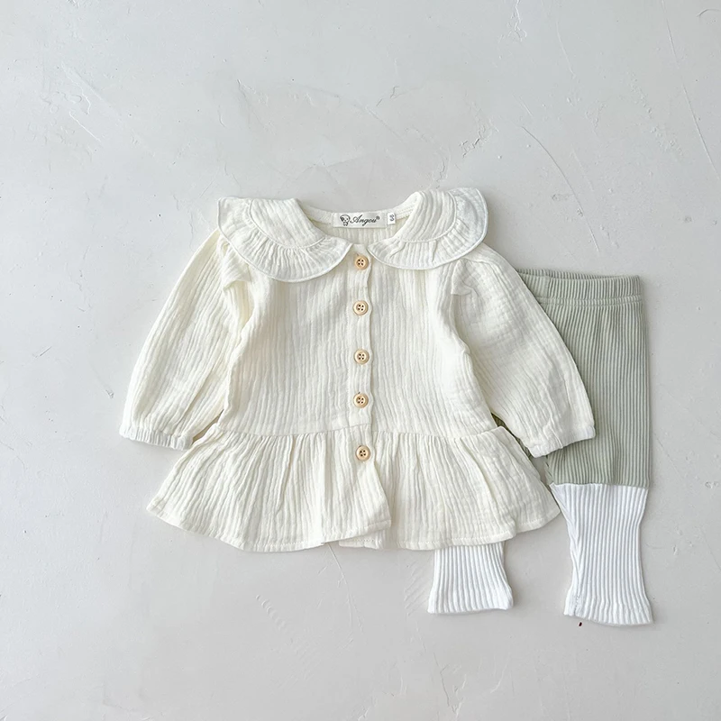 Haut d'automne bébé fille chemisier mode bio coton cotton Doll Collain Longsleeved