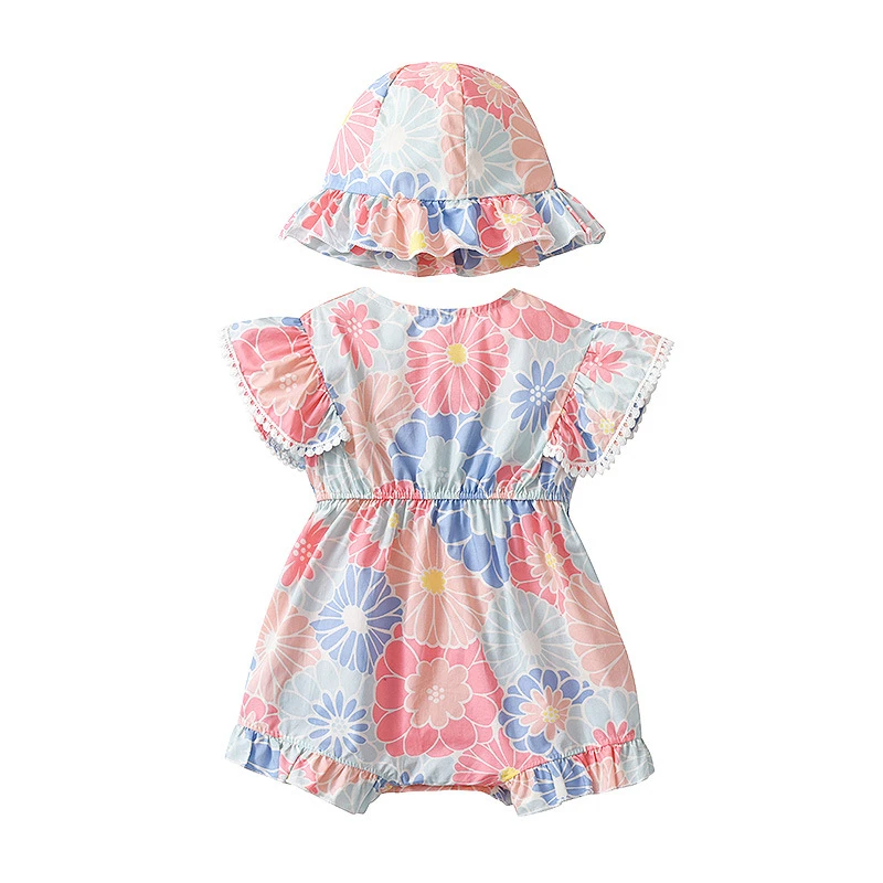 ワンピース幼児の女の女の子ロンパー夏新生児用花柄のフローラルプリントジャンプスーツコットン半袖キッズ服の女の子の衣装